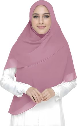 Lina & Lily Premium Chiffon Hijab Head Scarf Shawl Wrap for Muslim Women Square 145 x 145cm (Dusty Rose)