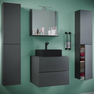 VCM 5 pcs. washbasin bath 60 cmLendas XL in Dark Grey