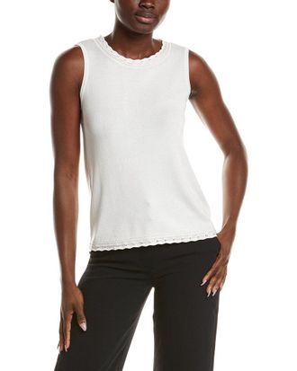 Anne Klein Pointelle Trim Sweater Tank