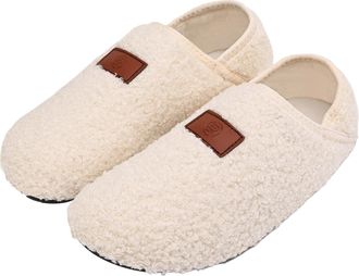 Generic Slipper for Women Men Slipper Socks Fuzzy House Shoes Rubber Sole Soft Lightweight Non Indoor/Outdoor Mens Loafer Shoes Size 11 (White, 7.5)