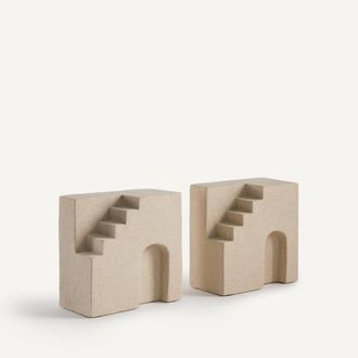 AM.PM Set van 2 boekensteunen van aardewerk, Arenis