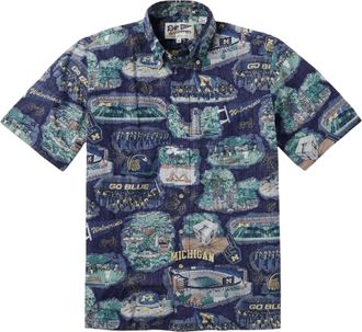 Reyn Spooner Mens University Of Michigan Scenic Shirt In Navy