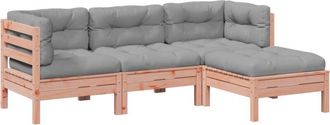 vidaXL Set De Sof&aacute;s Jard&iacute;n 4 Pzas Con Cojines Madera Abeto Douglas Vidaxl