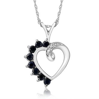Pompeii3 5/8ct Blue Sapphire & Diamond Heart Pendant 14k White, Rose, or Yellow Gold 1