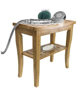 Sorbus 2 Tier Bamboo Bench With Shelf