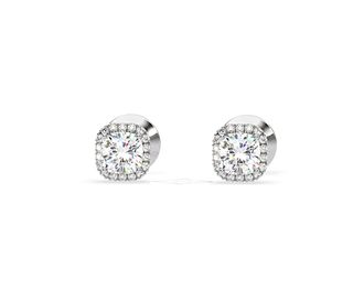 The Diamond Store Beatrice Cushion Cut Lab Diamond Halo Earrings 1.30ct in 18K White Gold F/VS1