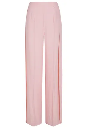 Nissa Pink Palace Side Darts Back Zip Polyester Wide-Leg Trousers