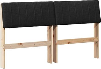 vidaXL Upholstered Headboard Black 140 cm Solid Pine Wood vidaXL