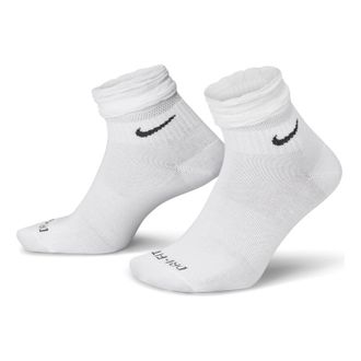 Nike Solid Color Logo Quick Dry Athleisure Casual Sports Knit Socks Unisex 2 Pairs White DH5485-100