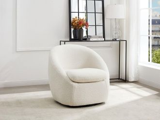 Vente-Unique Poltrona girevole in tessuto bouclé bianco NETALIO