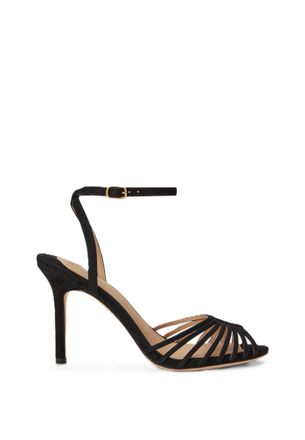Ralph Lauren Black Ankle Buckle Strappy High-Heeled Sandals