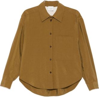 Alysi Silk Shirt - Dames - Overhemden - Bruin - M - Nylon - Overhemden