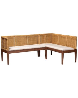 Baxton Studio Tabanan Modern Wood 2Pc Dining Nook Banquette Set