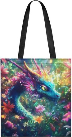 Generic Dragon And Flower Tote Bag for Women Men Shoulder Bags Purses Pouch Handbags