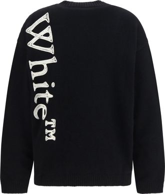 Off-white Womens Vertical Bookish Crewneck Sweater Black Ivory