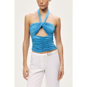 Nocturne Cut-Out Draped Blouse in Turquoise at Nordstrom, Size X-Small Eu