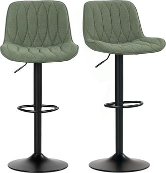 HOMCOM Bar Stools Set Of 2 - Modern Armless Bar Chairs - Green | TJ Hughes