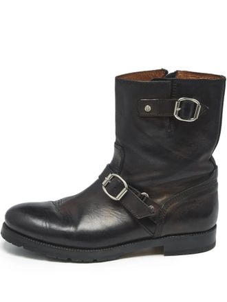 Jimmy Choo London buckled leather biker boots - Black