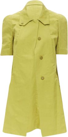Marni silk lime pleat seam short sleeve coat