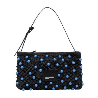 Karl Lagerfeld Tassen, Dames, Zwart, ONE Size, Katoen, Kleine Geweven Tas