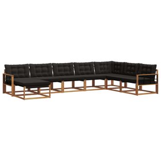 vidaXL Conjunto De Sof&aacute;s De Exterior Con Coj&iacute;n 8 Pcs Natural Y Negro Vidaxl