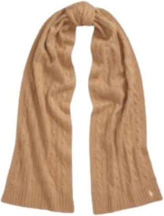 Polo Ralph Lauren Accessoires, Dames, Beige, ONE Size, Wol, Kabelgebreide Sjaal