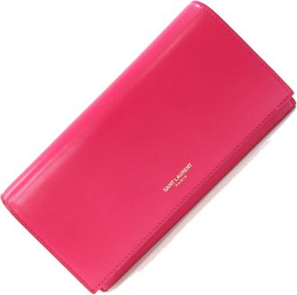 Saint Laurent Pink Leather Long Wallet (Bi-Fold) (Pre-Owned)
