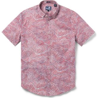 Reyn Spooner Molokai Channel Short Sleeve Cotton Blend Button-Down Shirt in Red at Nordstrom, Size Xx-Large