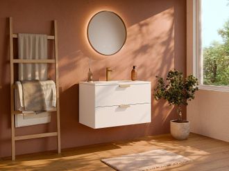 Vente-Unique Mobile bagno sospeso con lavabo da incasso Bianco L80 cm - AVORELI