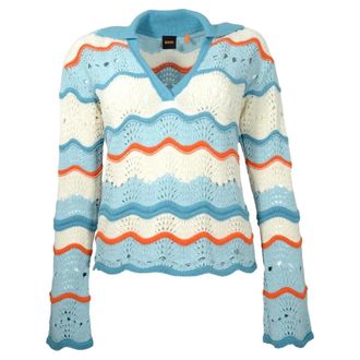HUGO BOSS Multi Colour Sweater Simple Style - Dames - V-hals truien - Veelkleurig - M - Katoen - Truien & Vesten