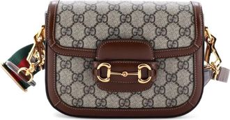 Gucci Borsa a tracolla Horsebit 1955 mini in tela cerata GG e pelle - Marrone
