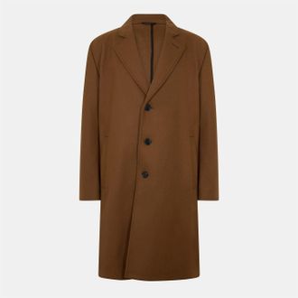 HUGO BOSS Hugo Mens Solid Patterned Lapel Collared Overcoat in Rust/Copper - Size 40 (Chest)