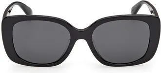 Max Mara 55mm Rectangular Sunglasses in Shiny Black/smoke at Nordstrom