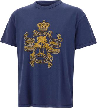 Polo Ralph Lauren Crest Graphic Katoenen T-Shirt - Heren - T-shirts - Blauw - S - Katoen - Tops