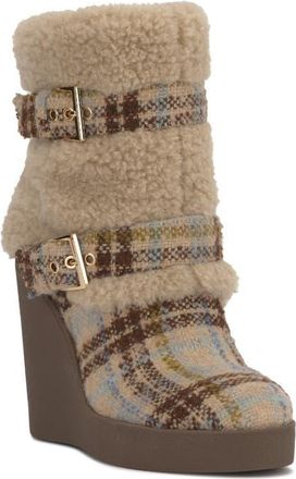 Jessica Simpson Meztyn Faux Shearling Wedge Boot in Brown 02 at Nordstrom, Size 8.5
