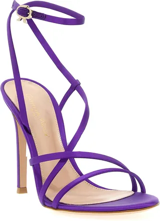 Gianvito Rossi Womens Orchid Heel Sandal Purple Cr&ecirc;pe Satin