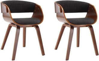 vidaXL Vidaxl - Sillas de comedor 2 unidades madera curvada y tela gris