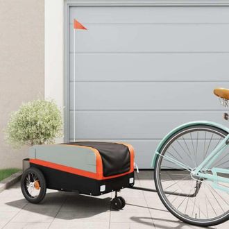 vidaXL Vidaxl - Remolque Para Bicicleta Hierro Negro Y Naranja 30 Kg