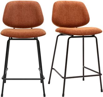 Miliboo Taburetes De Bar En Tela De Terciopelo Texturizado Efecto Tierra Quemada Y Metal H66.5 Cm Barnet (lote De 2)