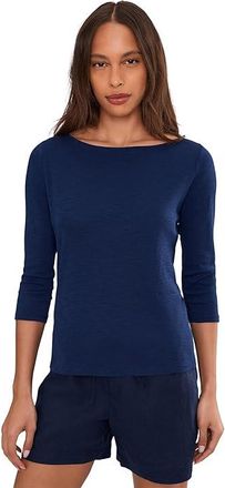 Tommy Bahama Ashby Isles Bateau Neck 3/4 T-Shirts Womens Clothing Island Navy : LG (US 12-14), Cotton
