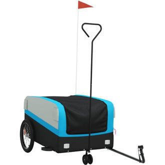 vidaXL Remolque Para Bicicleta Hierro Negro Y Azul 45 Kg Vidaxl