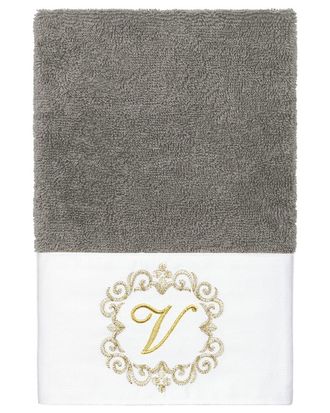 Linum Home Textiles Set Of Two 100% Turkish Cotton Monogram Embellished Hand Towels