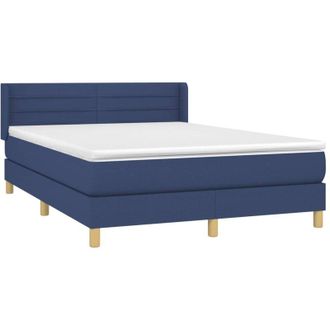 vidaXL Cama Box Spring Con Colch&oacute;n Tela Azul 140x190 Cm Vidaxl