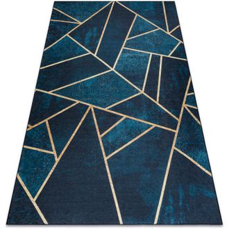 RugsX Rugsx - Alfombra lavable andre 1173 mosaico, geométrico antideslizante - turquesa / oro blue 120x170 cm