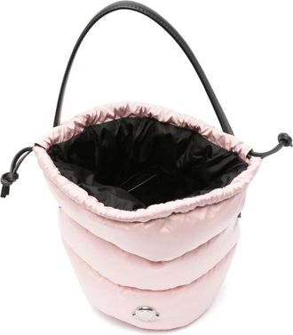 Moncler Womens Caradoc Drawstring Padded Bucket Bag Pink > Shoulder
