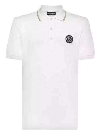 Plein Sport SS tiger emblem polo shirt - White