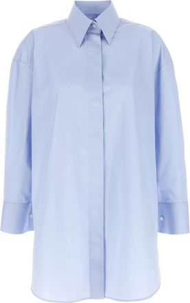 Givenchy Asymmetrische blouse - Dames - Overhemden - Blauw - 2XS - Katoen - Overhemden