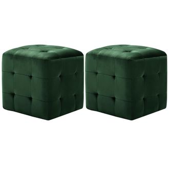 vidaXL Comodini 2 Pz Verde 30x30x30 Cm In Tessuto Vellutato - Vidaxl