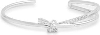 Nordstrom Knotted Cubic Zirconia Open Cuff in Clear- Silver at Nordstrom