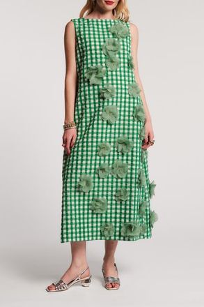 Frances Valentine Origami Dress Gingham in Green/oyster at Nordstrom, Size X-Large